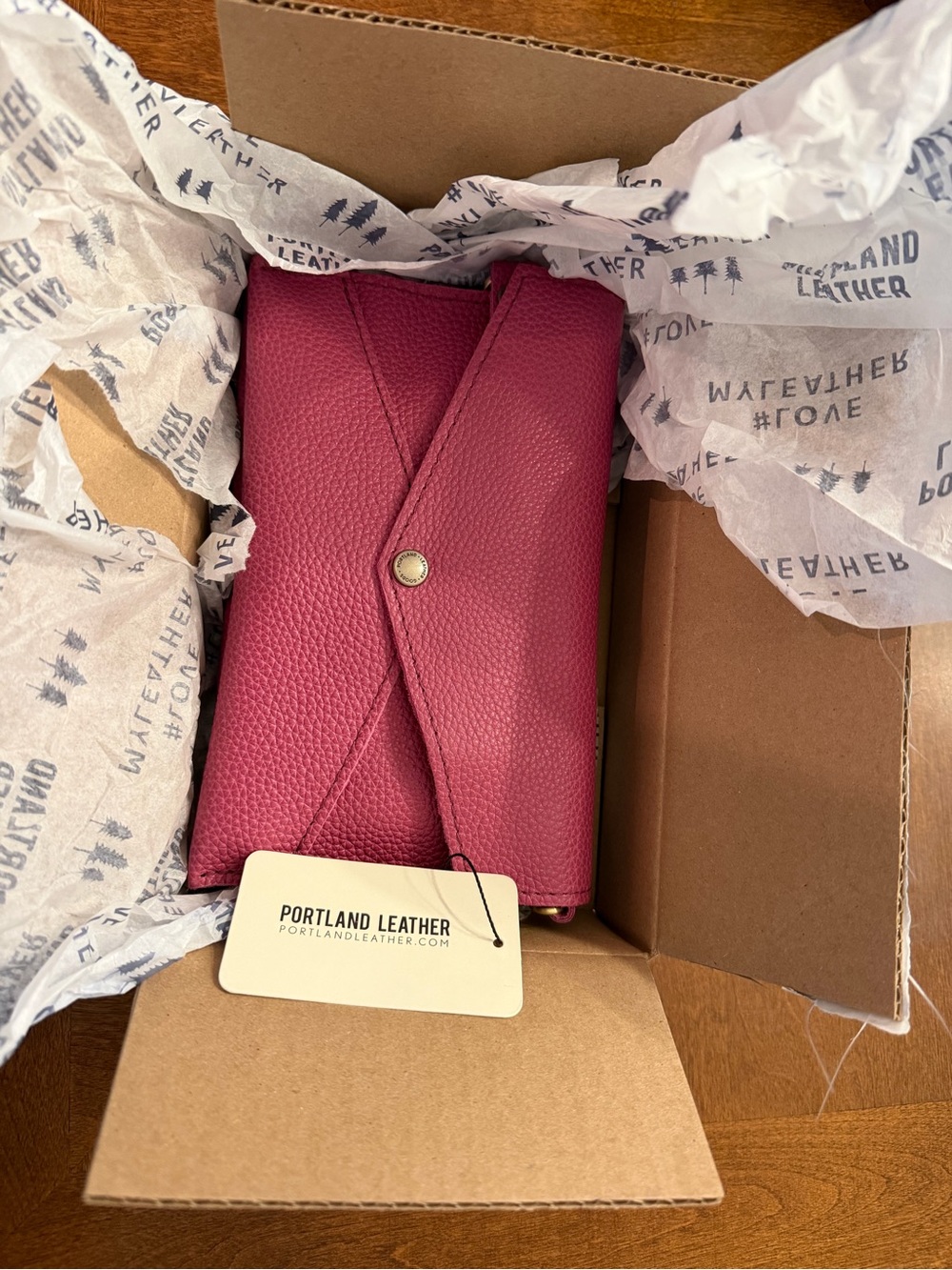 Portland Leather Goods Envelope Convertible Crossbody in Wild Rose
